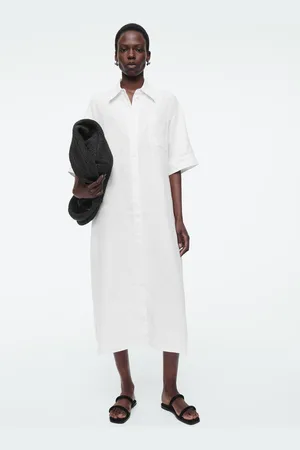 COS Kurzärmliges Oversized-Midikleid Aus Leinen