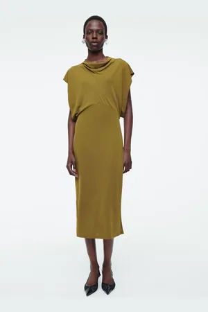 COS Drapiertes Midikleid Mit Wasserfallausschnitt