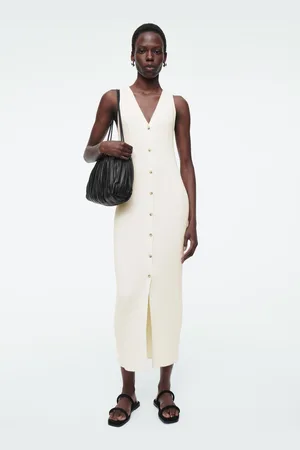 COS Maxikleid Aus Rippstrick Mit Knöpfen