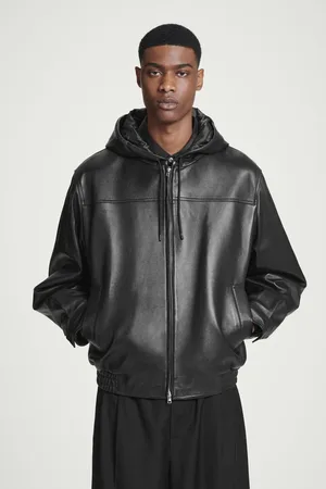COS Bomberjacke Aus Leder Mit Kapuze