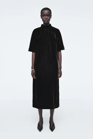 COS Samt-Midikleid Aus Seiden-Mix Mit Raffungen