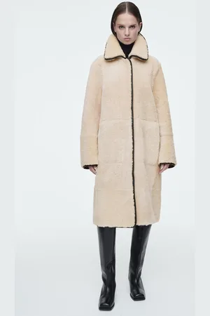 COS Mantel Aus Shearling Mit Lederbesätzen