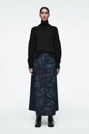 COS Jacquard-Midirock Aus Denim In A-Linie