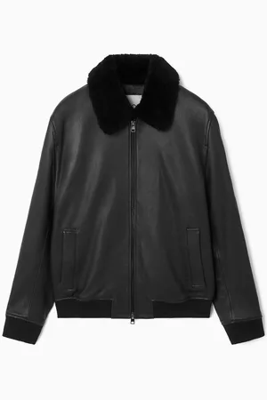COS Bomberjacke Aus Leder Mit Shearling-Besatz