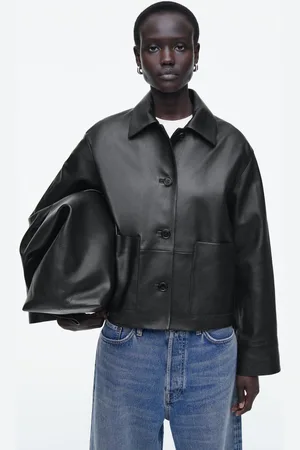 COS Kastenförmige Lederjacke Mit Kragen