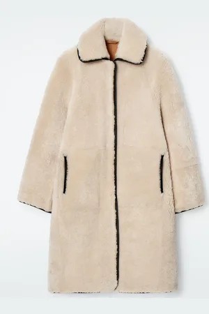 COS Mantel Aus Shearling Mit Lederbesätzen