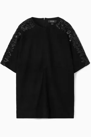 COS T-Shirt Aus Veloursleder Mit Paillettenbesatz