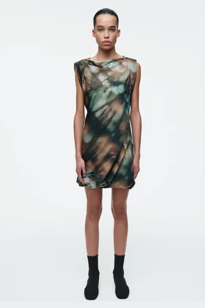 COS Drapiertes Seidenkleid Mit Print