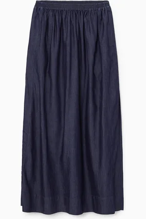 COS Maxirock Aus Denim Mit Raffungen
