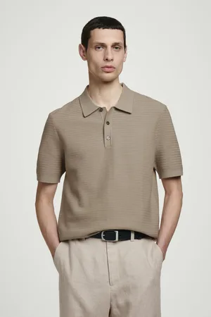 COS Strukturiertes Strick-Poloshirt Aus Baumwolle