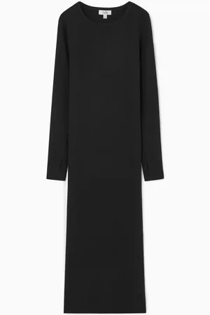 COS Geripptes Langärmliges Midikleid