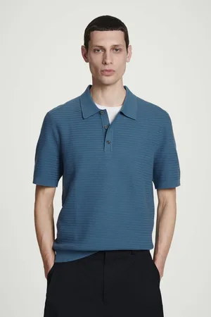 COS Strukturiertes Strick-Poloshirt Aus Baumwolle