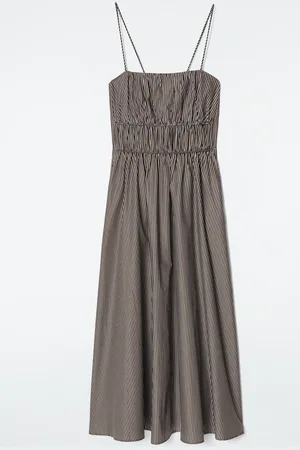 COS Gestreiftes Midikleid Mit Geraffter Taillenpartie