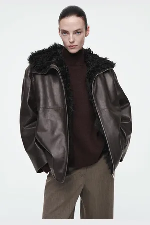 COS Kapuzenjacke Aus Nappaleder Mit Shearling-Futter
