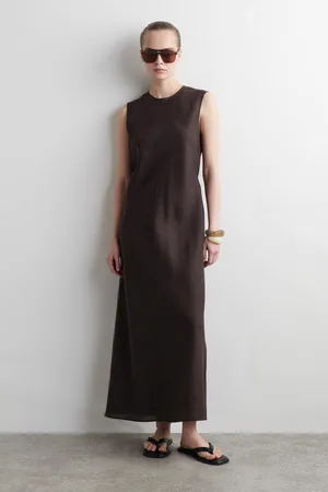 COS Schräg Geschnittenes Midikleid Aus Leinen-Mix