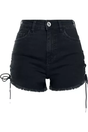 Urban classics Ladies Highwaist Denim Lace Up Short Girl-Hot-Pant