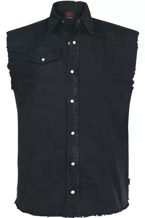 Spiral Solid Black Sleeveless Workershirt