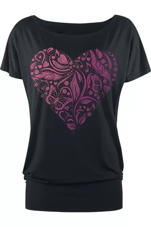 Full Volume Schwarzes T-Shirt mit Print und Rundhalsausschnitt Girl-Shirt