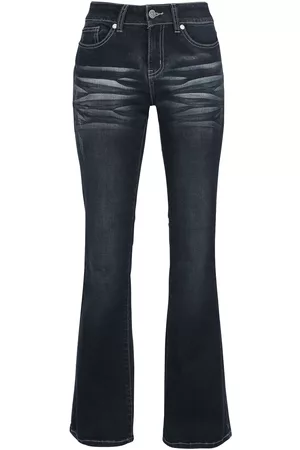 EMP Grace - Dunkelblaue Jeans mit Waschung und Schlag Girl-Jeans
