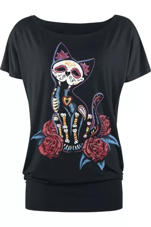 Full Volume Schwarzes T-Shirt mit Print und Rundhalsausschnitt Girl-Shirt