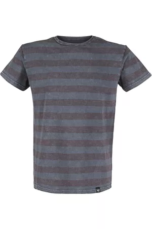 EMP Graues T-Shirt mit Querstreifen und Rundhalsausschnitt T-Shirt