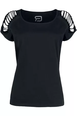 RED by EMP Schwarzes T-Shirt mit Cut-Outs an den Ärmeln Girl-Shirt