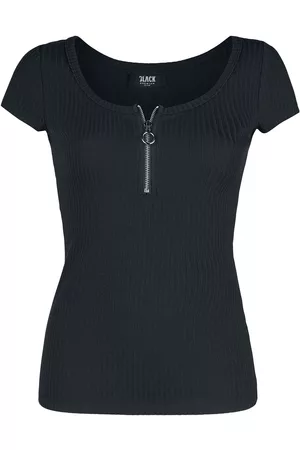 EMP Schwarzes T-Shirt mit Reißverschluss im Ausschnitt Girl-Shirt