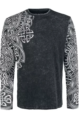 EMP Schwarzes Langarmshirt mit Waschung und Print Longsleeve