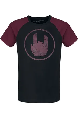 EMP Schwarzes T-Shirt mit rotem Rockhand-Print T-Shirt
