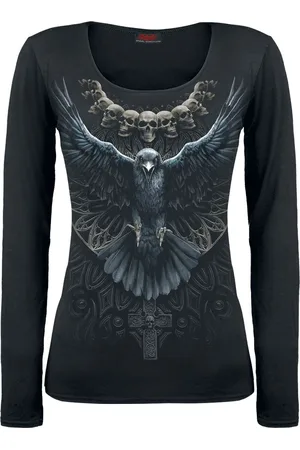 Spiral Raven Skull Girl-Longsleeve