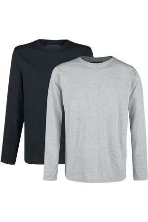 RED by EMP Doppelpack Longsleeves Grau und Schwarz mit Rundhalsausschnitt Longsleeve