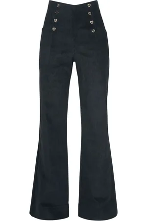 Voodoo Vixen Blith Black Corduroy High-Waisted Trousers Girl-Hose