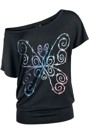 Full Volume T-Shirt mit buntem Stacheldraht-Schmetterling Girl-Shirt