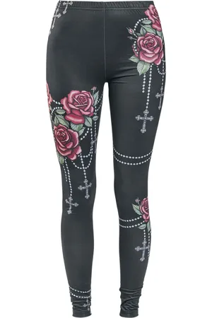 Rock Rebel Leggings mit Rosen und Kreuzen Leggings