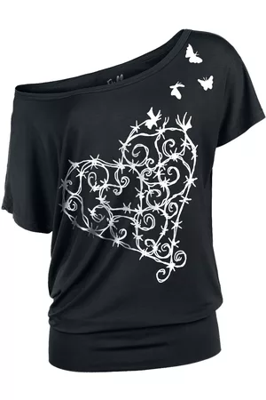 Full Volume T-Shirt mit verspieltem Stacheldraht-Herz Girl-Shirt