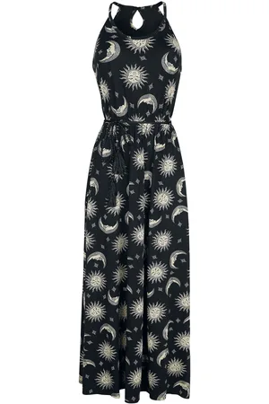 Gothicana Maxikleid mit Sonne, Mond und Sternen Maxikleid
