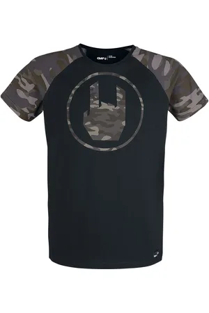 EMP Schwarzes T-Shirt mit Rockhand-Print in camouflage T-Shirt