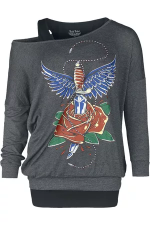 Rock Rebel Double-Layer Langarmshirt mit Frontprint Girl-Longsleeve
