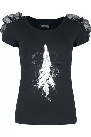 Gothicana T-Shirt mit Raffung und mystischem Print Girl-Shirt