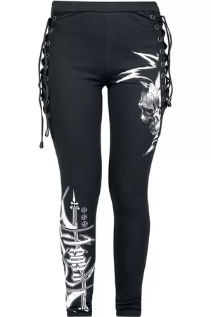 Rock Rebel Leggings With Skull Print And Lacing Leggings