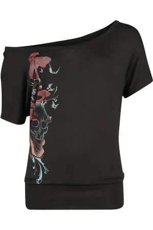 Full Volume T-Shirt with Mushrooms, Skull an Butterflys Girl-Shirt