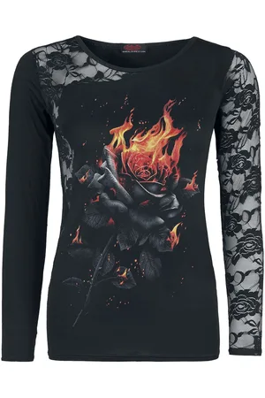 Spiral Flaming Rose Girl-Longsleeve