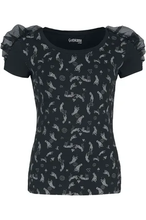 Gothicana Gathered T-Shirt with Alloverprint Girl-Shirt