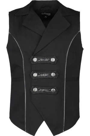 Gothicana Vest with Faux Leather Straps Weste