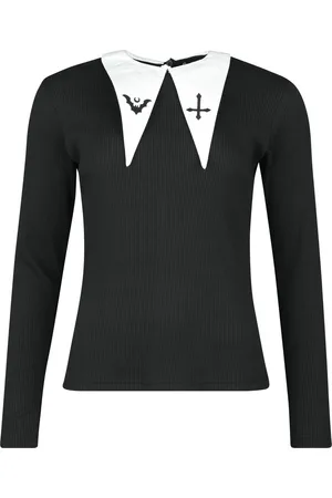 Gothicana Longsleeve With White Collar Girl-Longsleeve