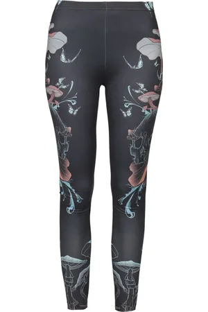 Full Volume Leggings with Skull and Mushroom Print Leggings