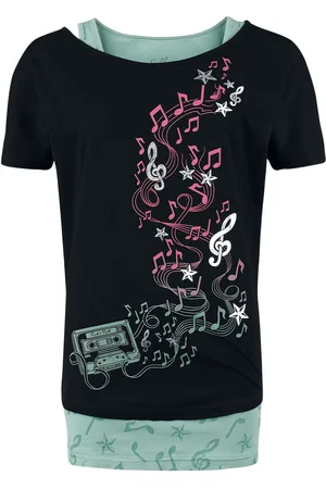 Full Volume Three Pieces T-Shirt and Tops with Notes and Stars Girl-Shirt