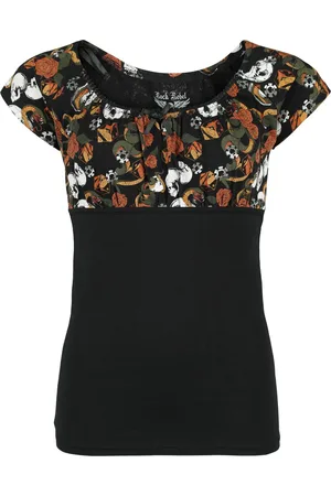 Rock Rebel Pleated T-Shirt with Old School Print Girl-Shirt