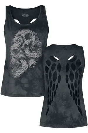 Rock Rebel Top mit Frontprint und Cut-Outs am Rücken Girl-Top