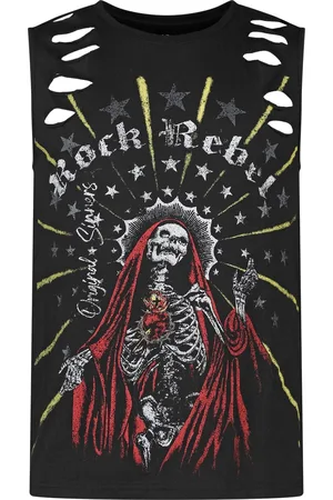 Rock Rebel Top With Skeleton Madonna Frontprint Tank-Top